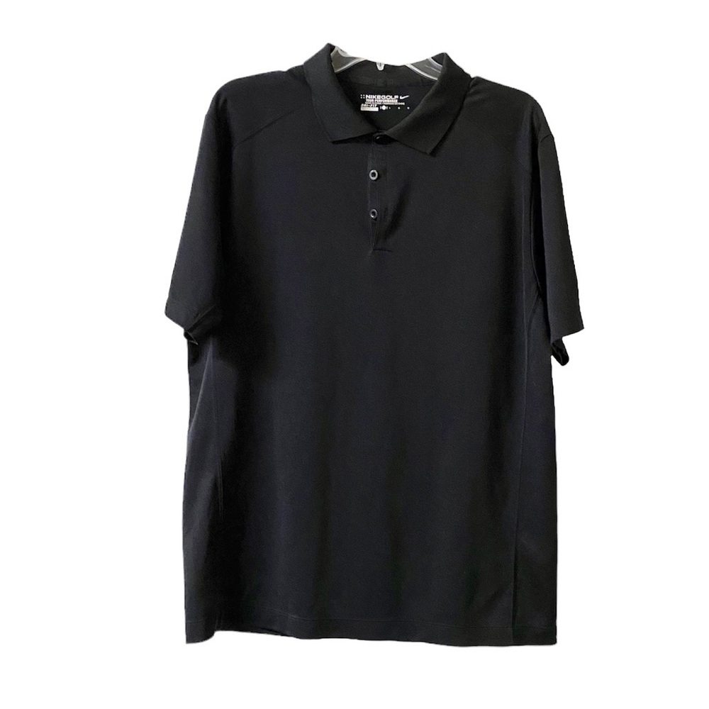 Nike Black Golf Polo Short Sleeve Knit Sporty Casual Shirt Size Large
